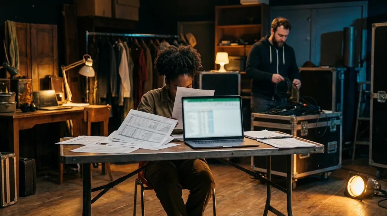 Responsable de compagnie de spectacle vérifiant un budget de production